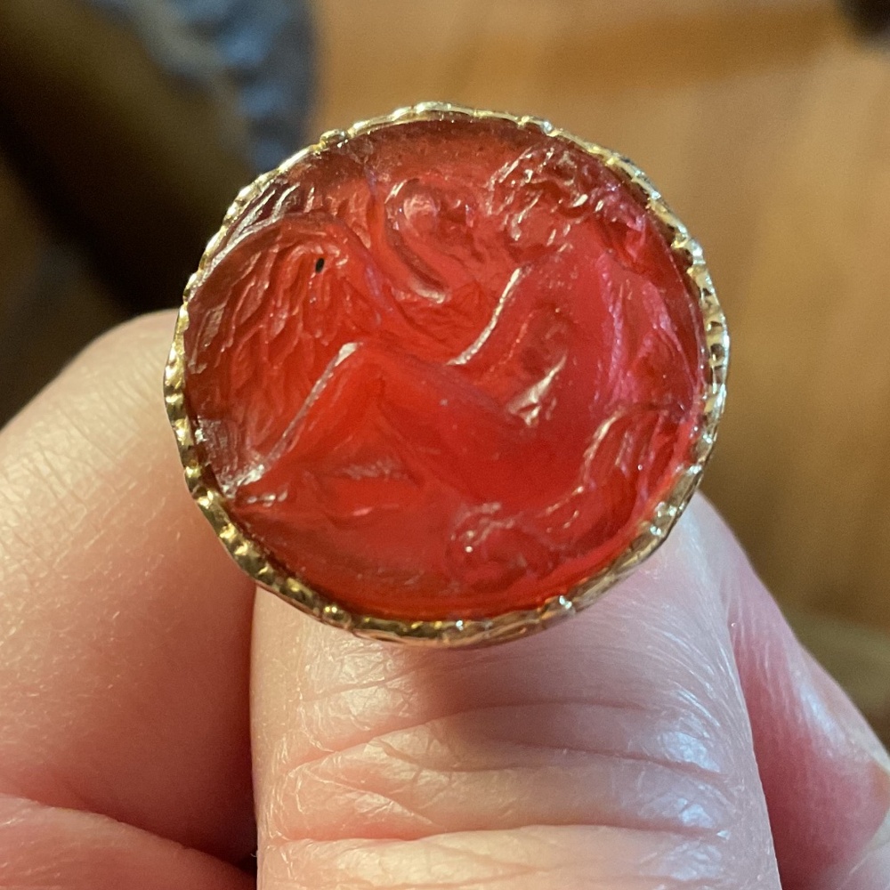 SOLD TAGLIAMONTE 18 kt gold plated Silver Venice glass Ring Size US 7.5